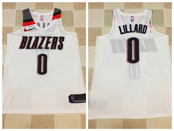 Men Portland Trail Blazers 0 Lillard White Nike NBA Jerseys